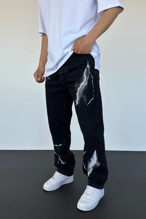 Wholesale Men's Black Baggy Jeans 1504W26-PNT2102