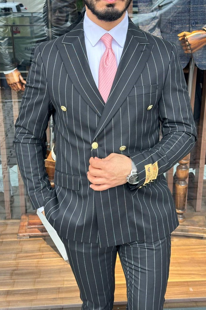 Wholesale Men's Black Gray Two-Piece Suit 1744W26-017