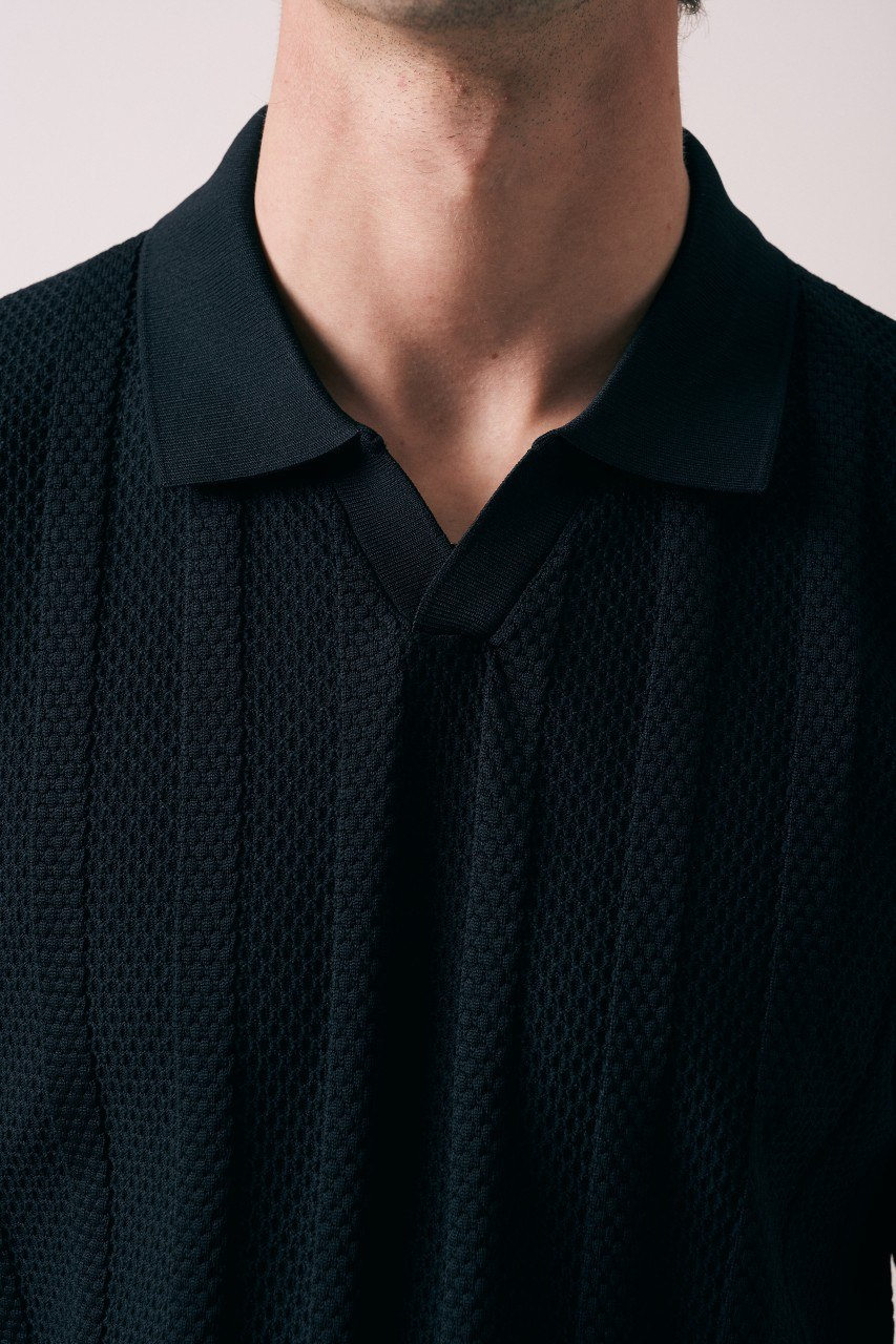 Wholesale Mens Black Knit Crew-Neck T-Shirt