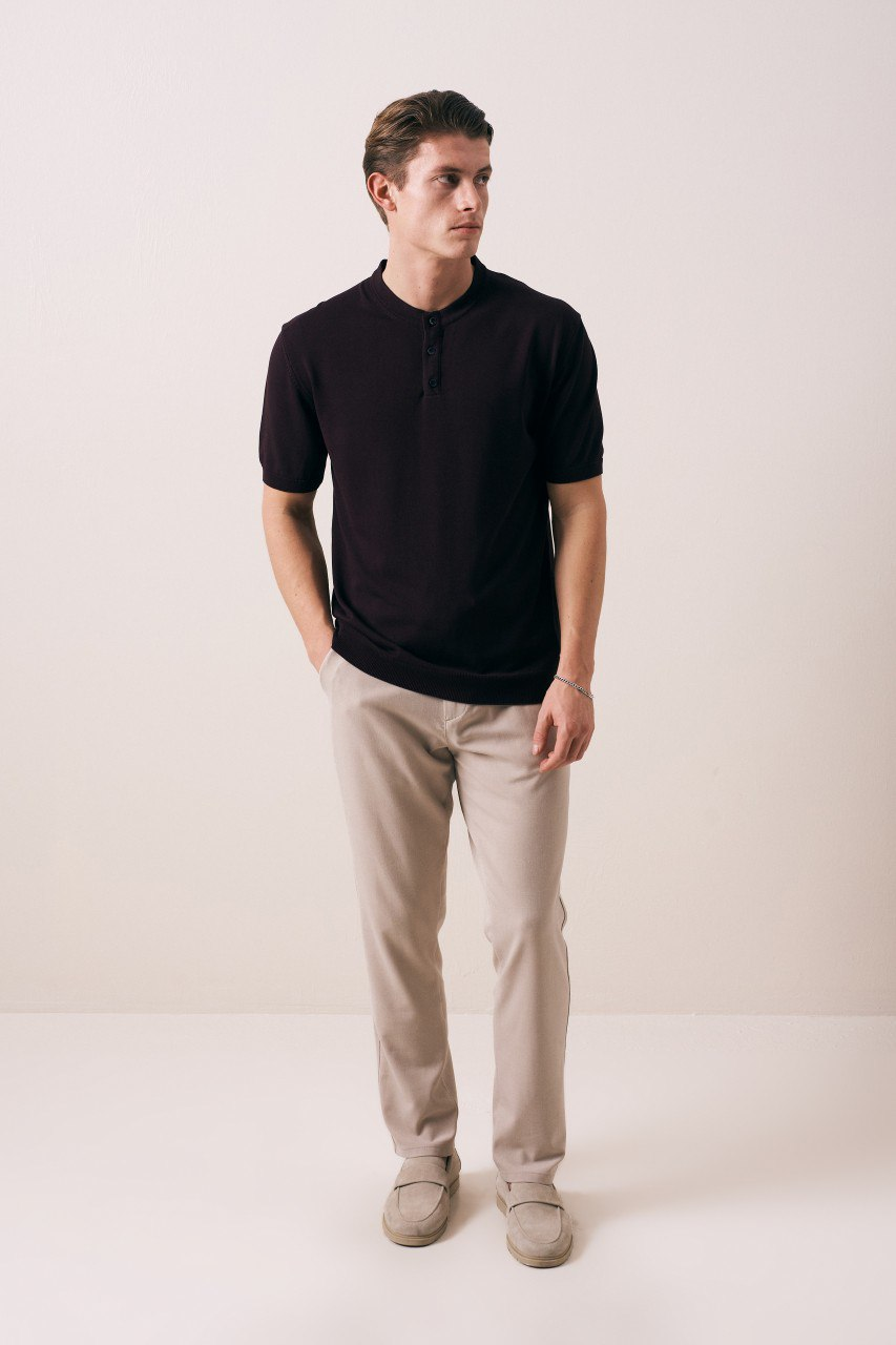 Wholesale Mens Black Knit Crew-Neck T-Shirt