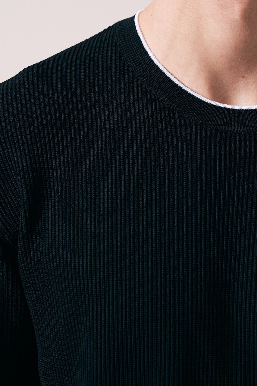 Wholesale Mens Black Knit Crew-Neck T-Shirt