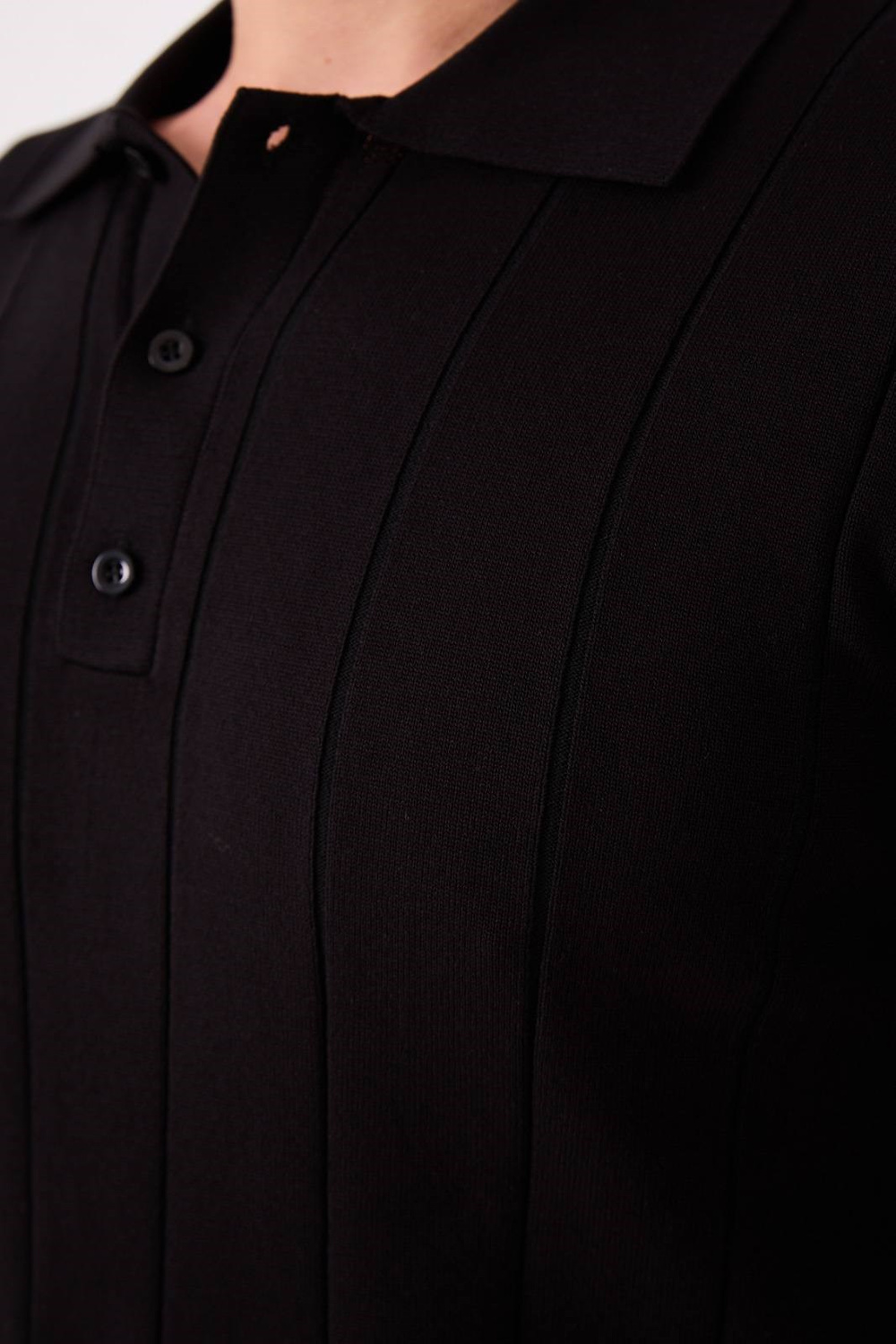 Wholesale Mens Black Knit Polo T-Shirt