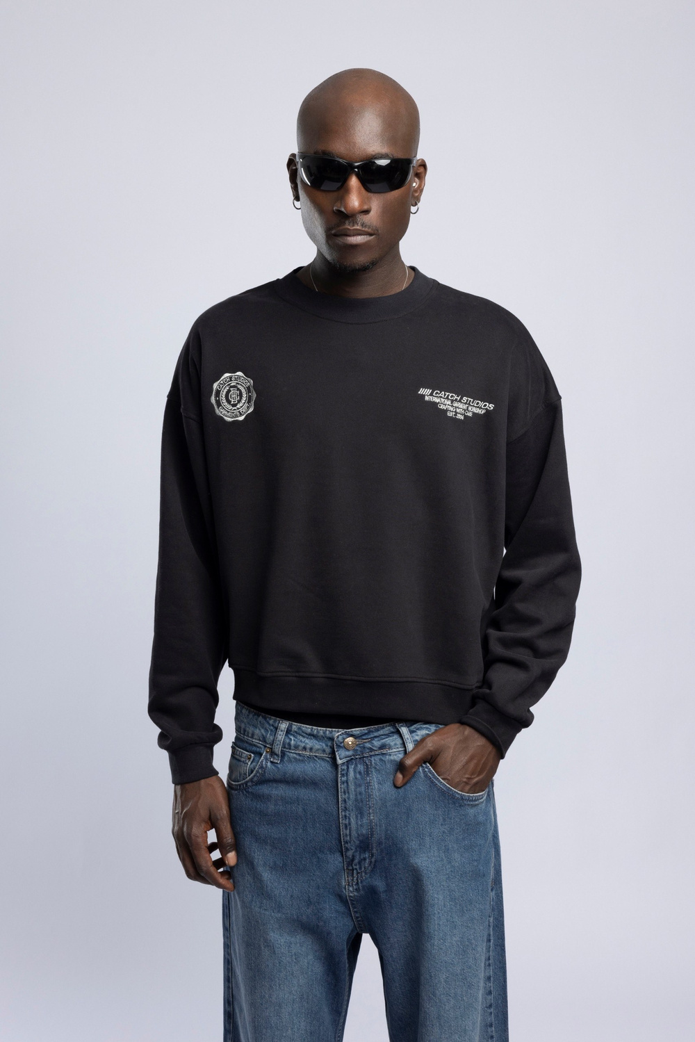 Wholesale Mens Black Printed Sweatshirt 
