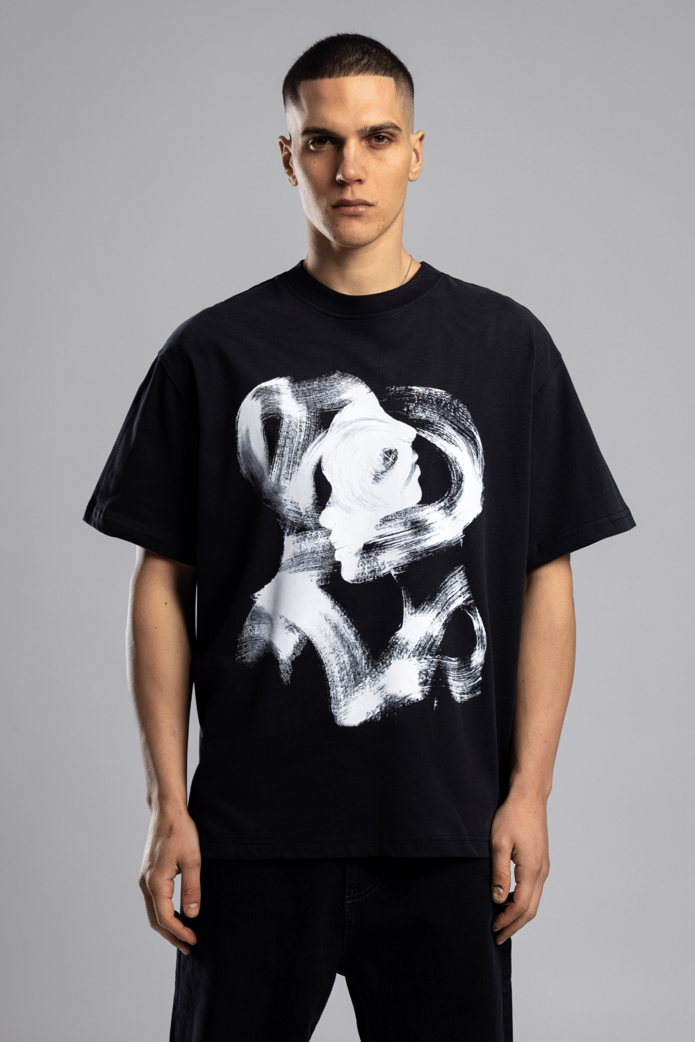 Wholesale Mens Black Printed T-shirt