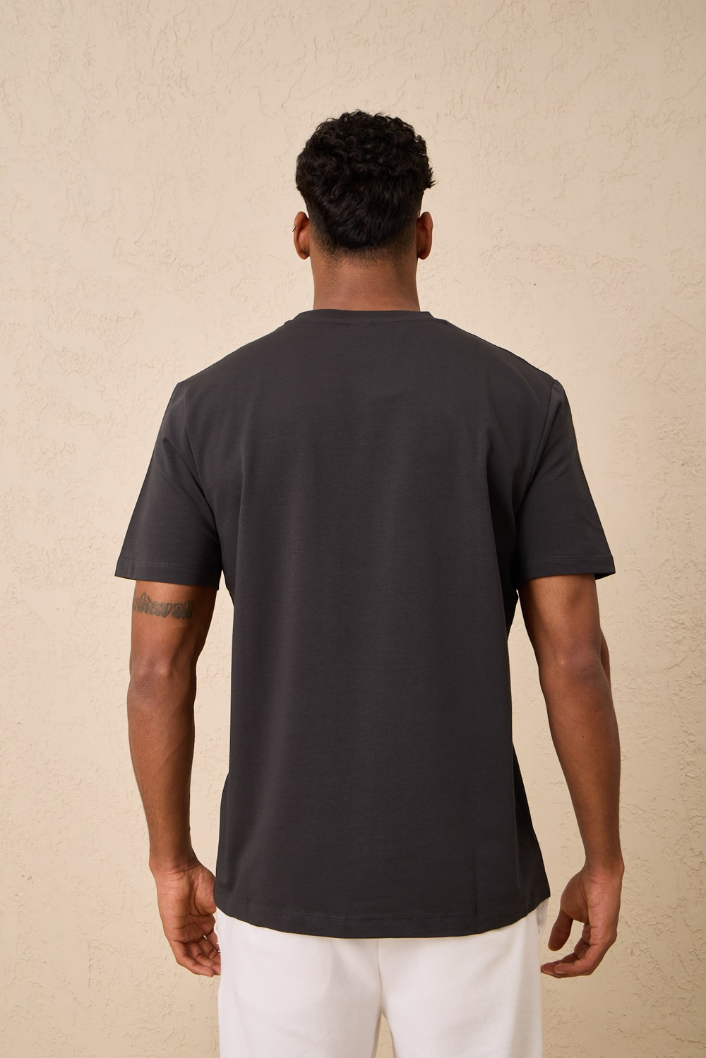 Wholesale Mens Anthracite Regular Fit Printed French Terry T-Shirt