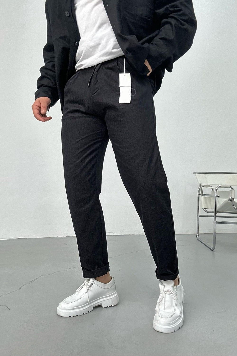 Wholesale Men's Black Relaxed Fit Pants 1504W26-PNT5008