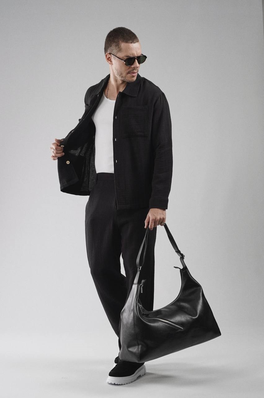 Wholesale Mens Black Shirt and Pants Set