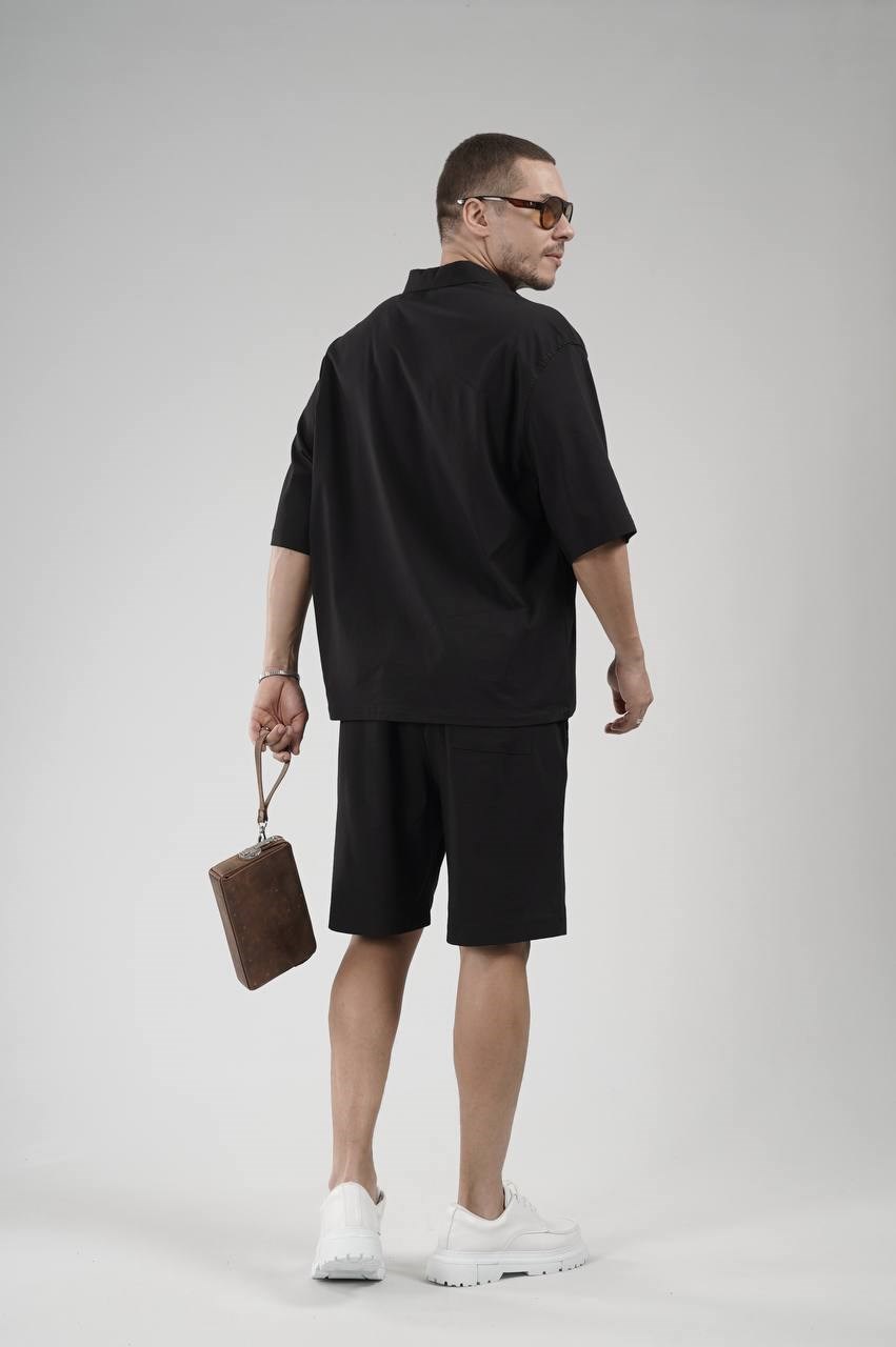 Wholesale Mens Black Shirt and Shorts Set