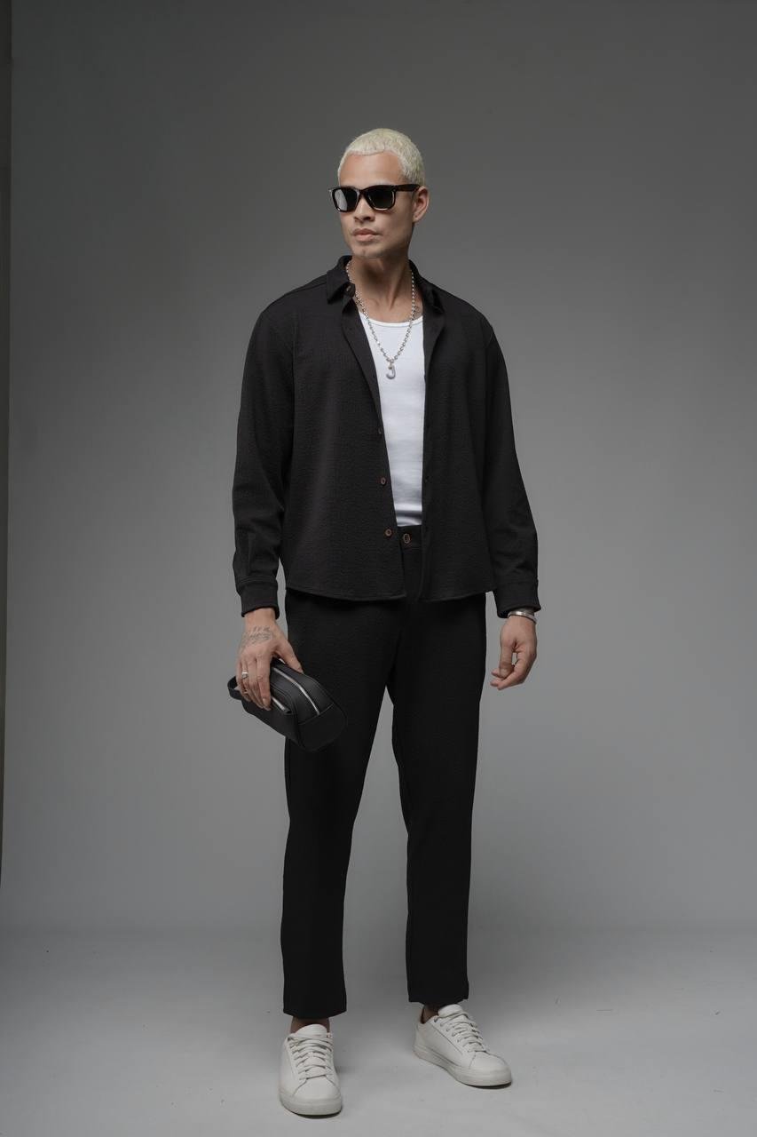 Wholesale Mens Black Shirt and Trouser Suit