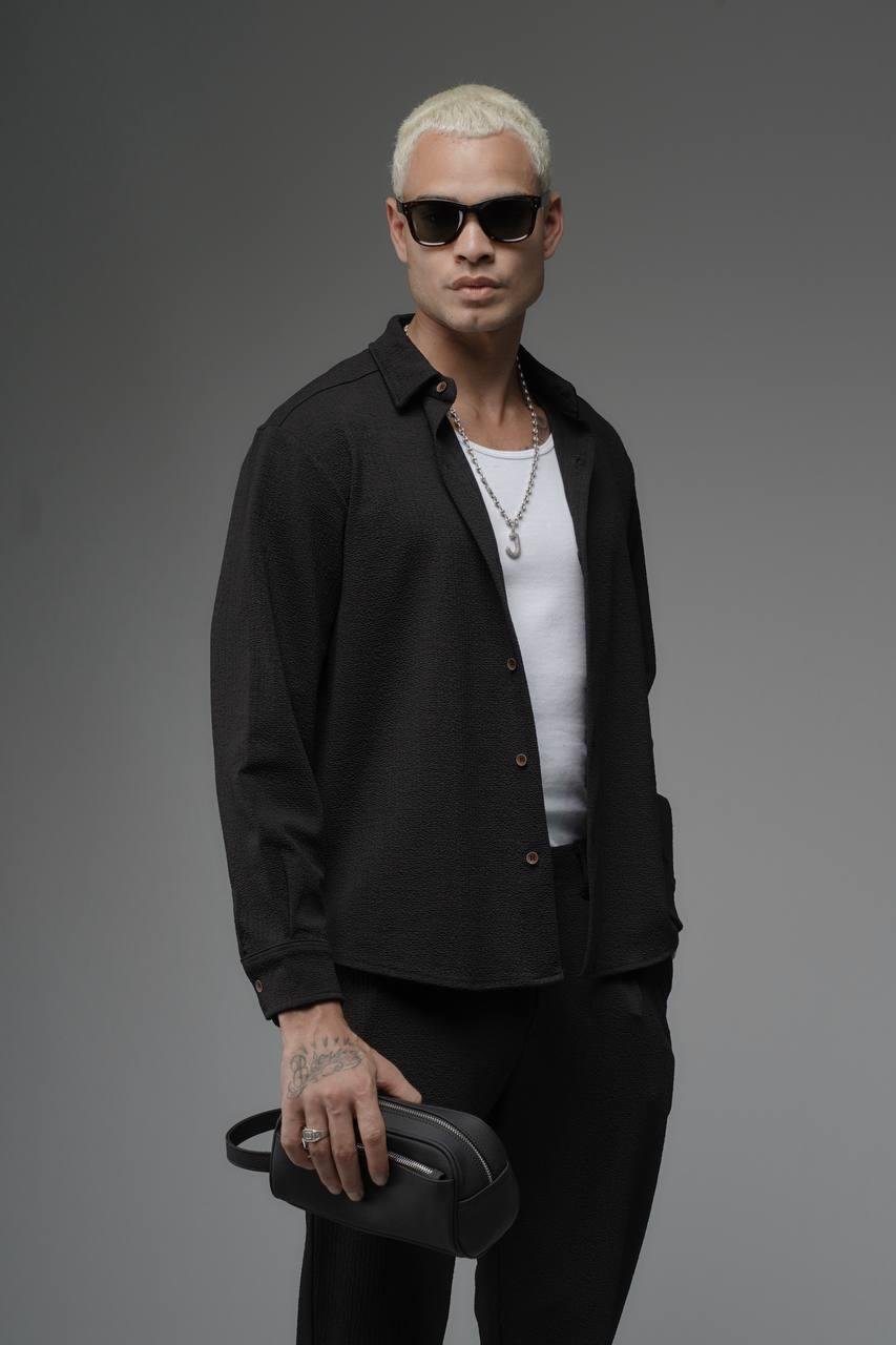 Wholesale Mens Black Shirt and Trouser Suit
