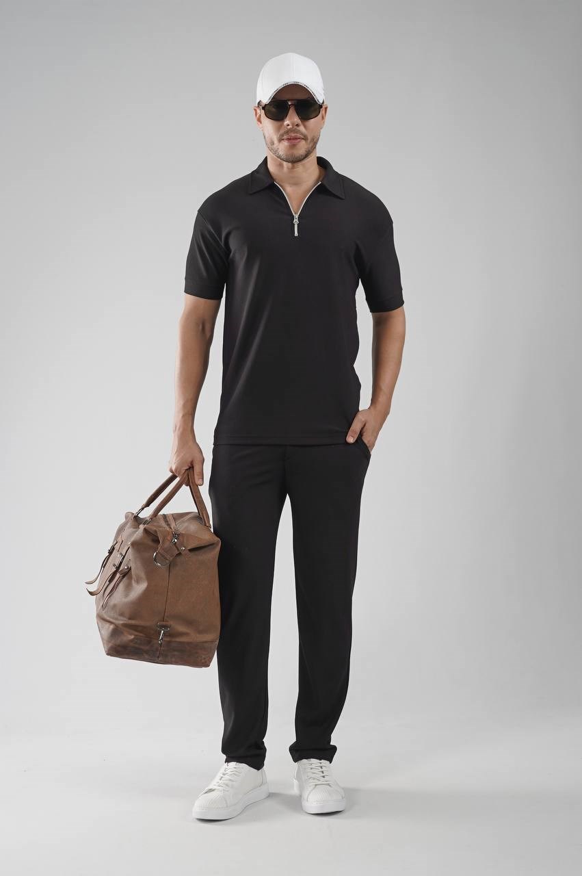 Wholesale Mens Black T-Shirt and Pants Set
