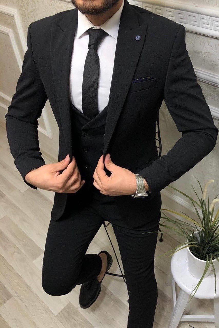Wholesale Men's Black Three-Piece Suit 1701W26-066