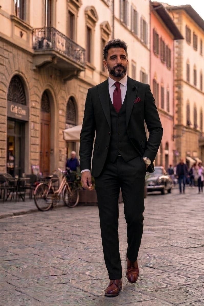 Wholesale Men's Black Three-Piece Suit 1701W26-100