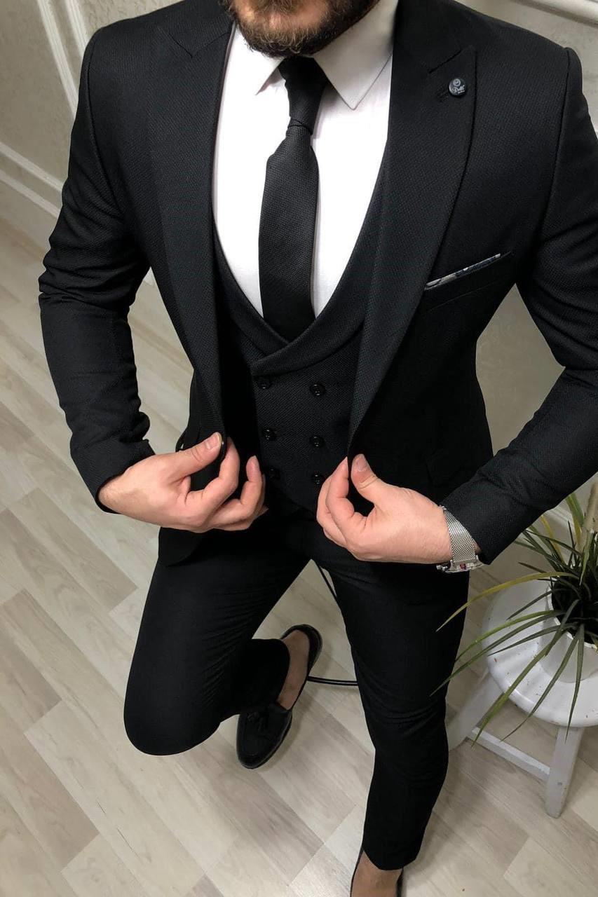 Wholesale Men's Black Three-Piece Suit 1701W26-065
