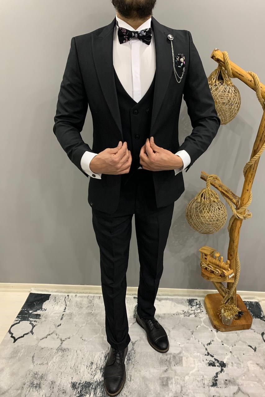 Wholesale Men's Black Three-Piece Suit 1701W26-064
