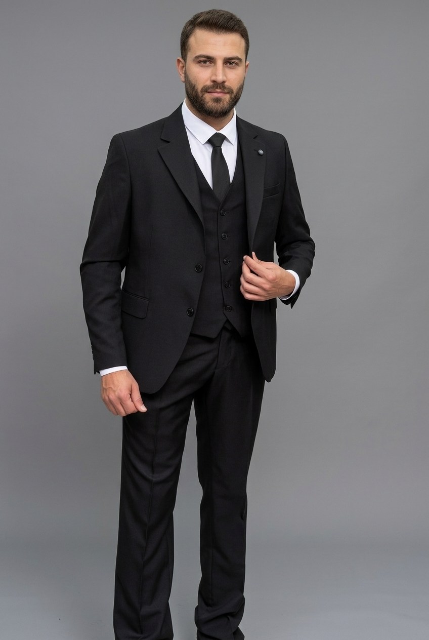 Wholesale Men's Black Two-Piece Suit 1701-139
