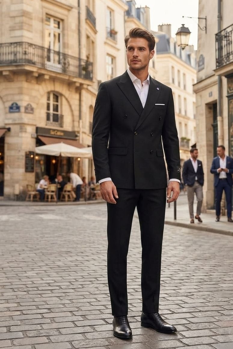 Wholesale Men's Black Two-Piece Suit 1701-132