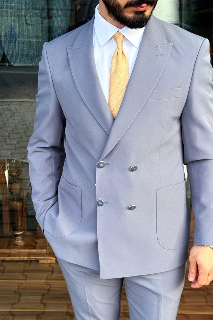 Wholesale Men's Blue Gray Two-Piece Suit 1744W26-016