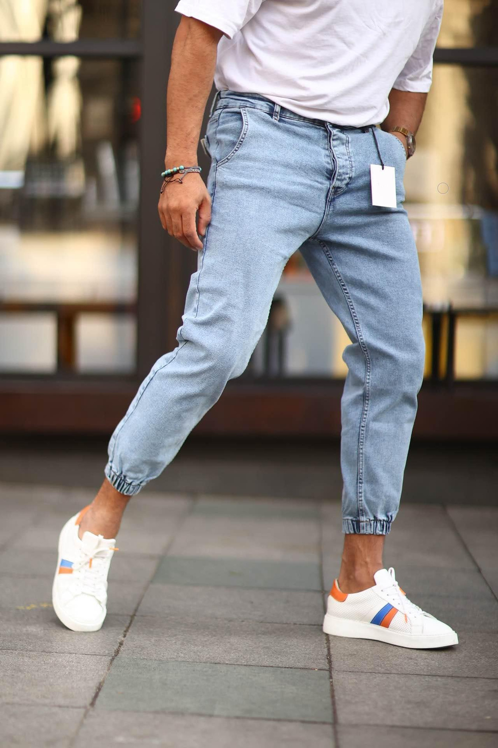 Wholesale Men's Blue Jogger Jeans 1504W26-PNT2433