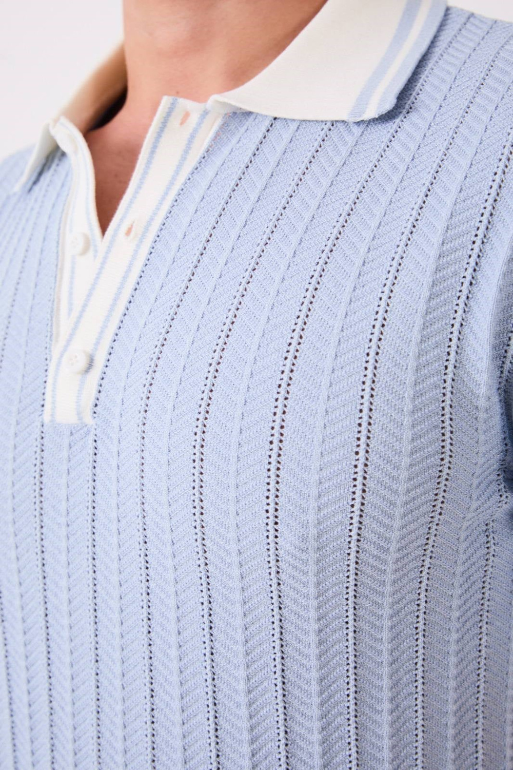 Wholesale Mens Blue Knit Polo T-Shirt