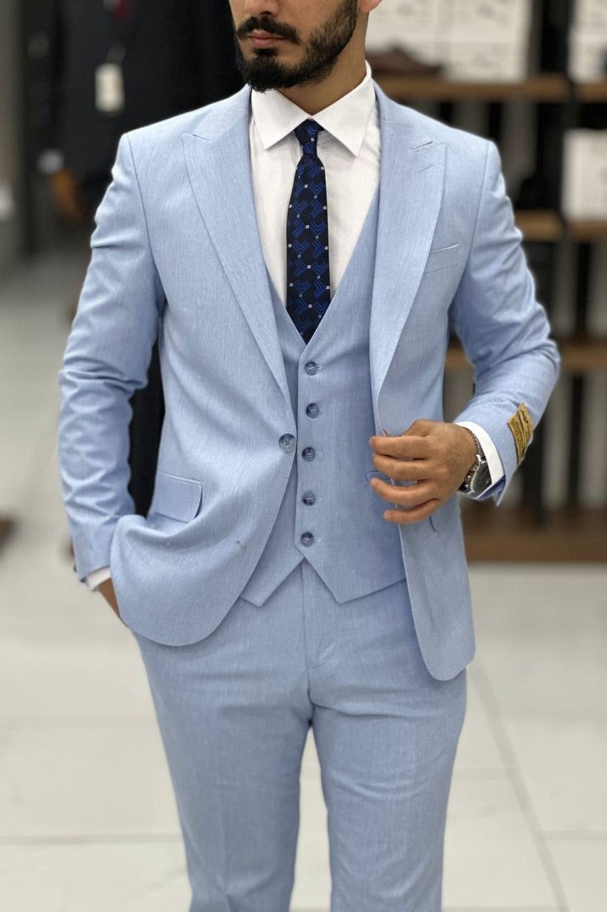 Wholesale Men's Blue Plus Size Three-Piece Suit 1744W26-040