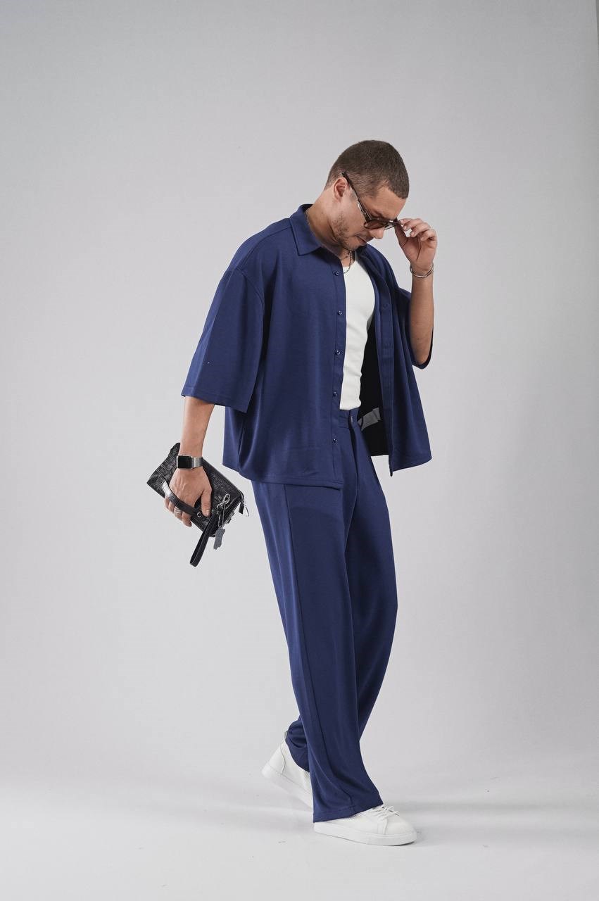 Wholesale Mens Blue Shirt and Pants Set