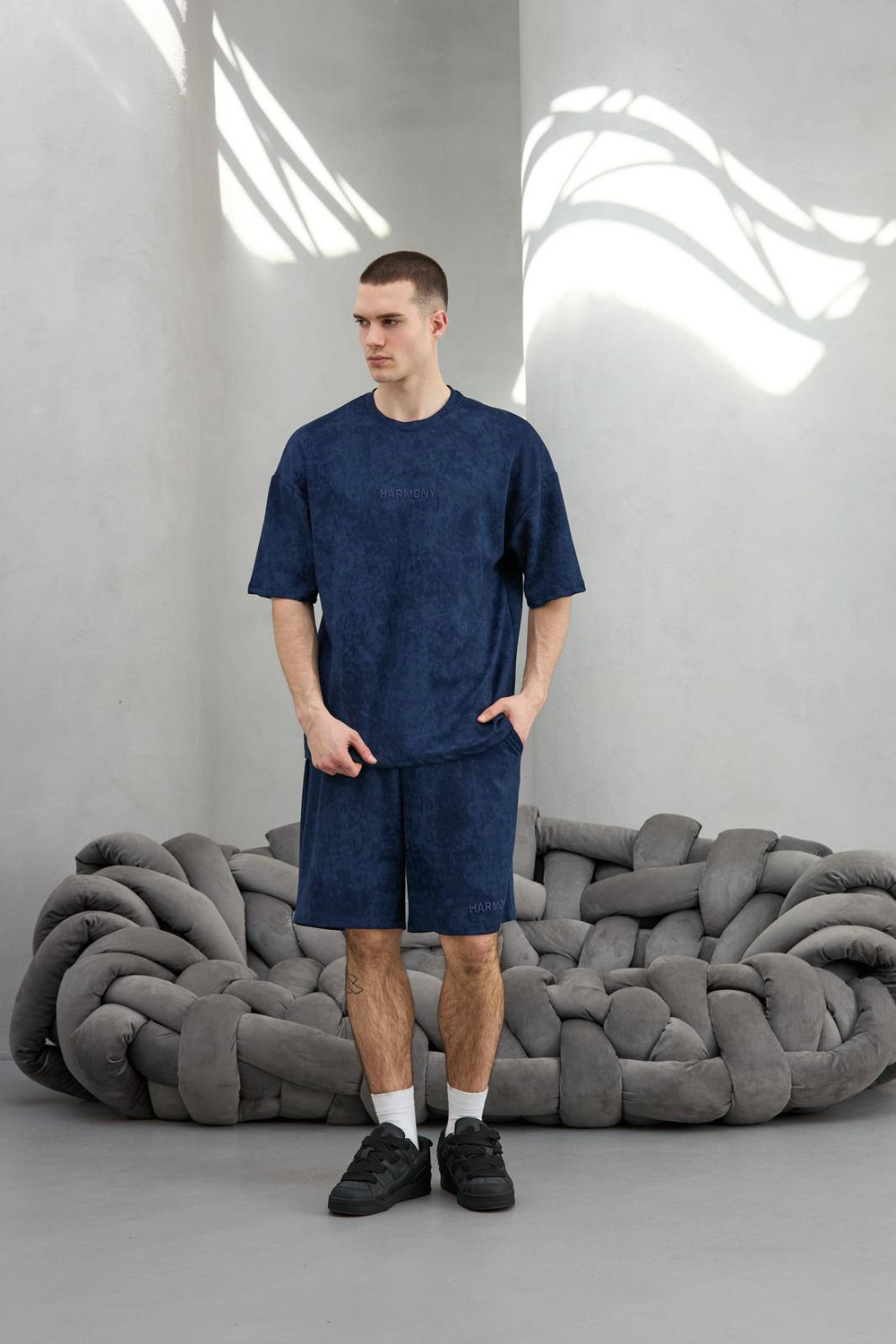 Wholesale Mens Blue T-shirt and Shorts Set