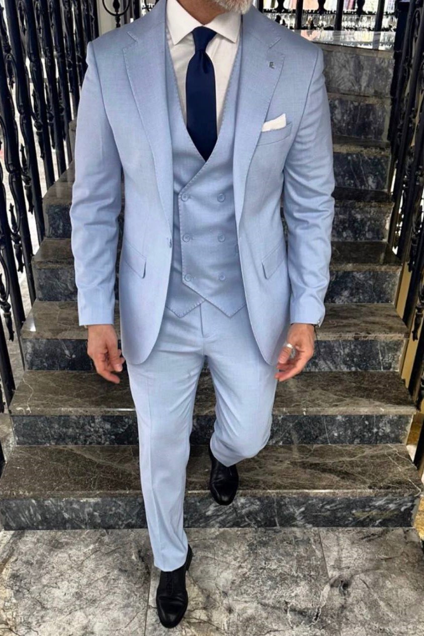 Wholesale Men's Blue Three-Piece Suit 1702W26-0519