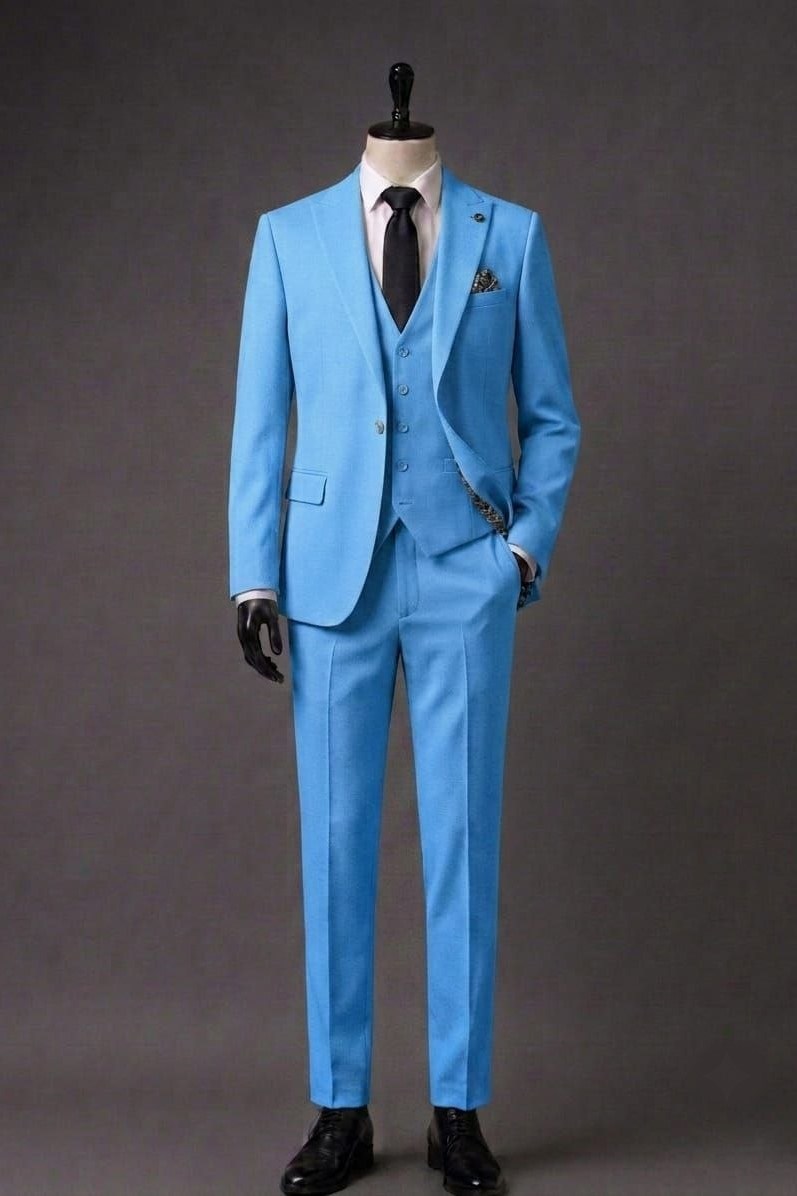 Wholesale Men's Blue Three-Piece Suit 1701-114