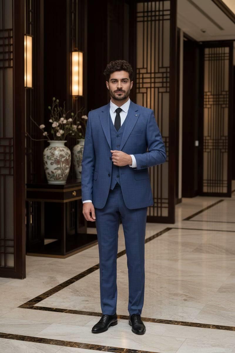 Wholesale Men's Blue Three-Piece Suit 1701W26-023