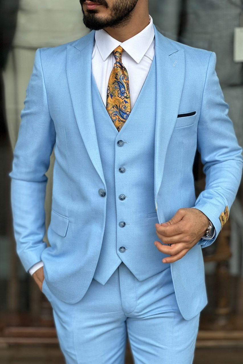 Wholesale Men's Blue Three-Piece Suit 1744W26-014