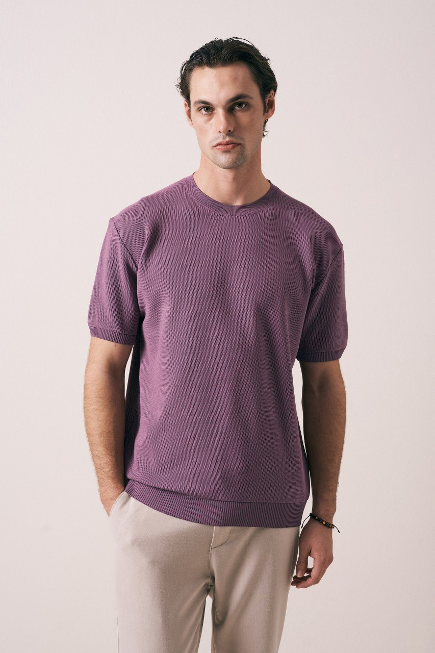 Wholesale Mens Blush Knit Crew-Neck T-Shirt