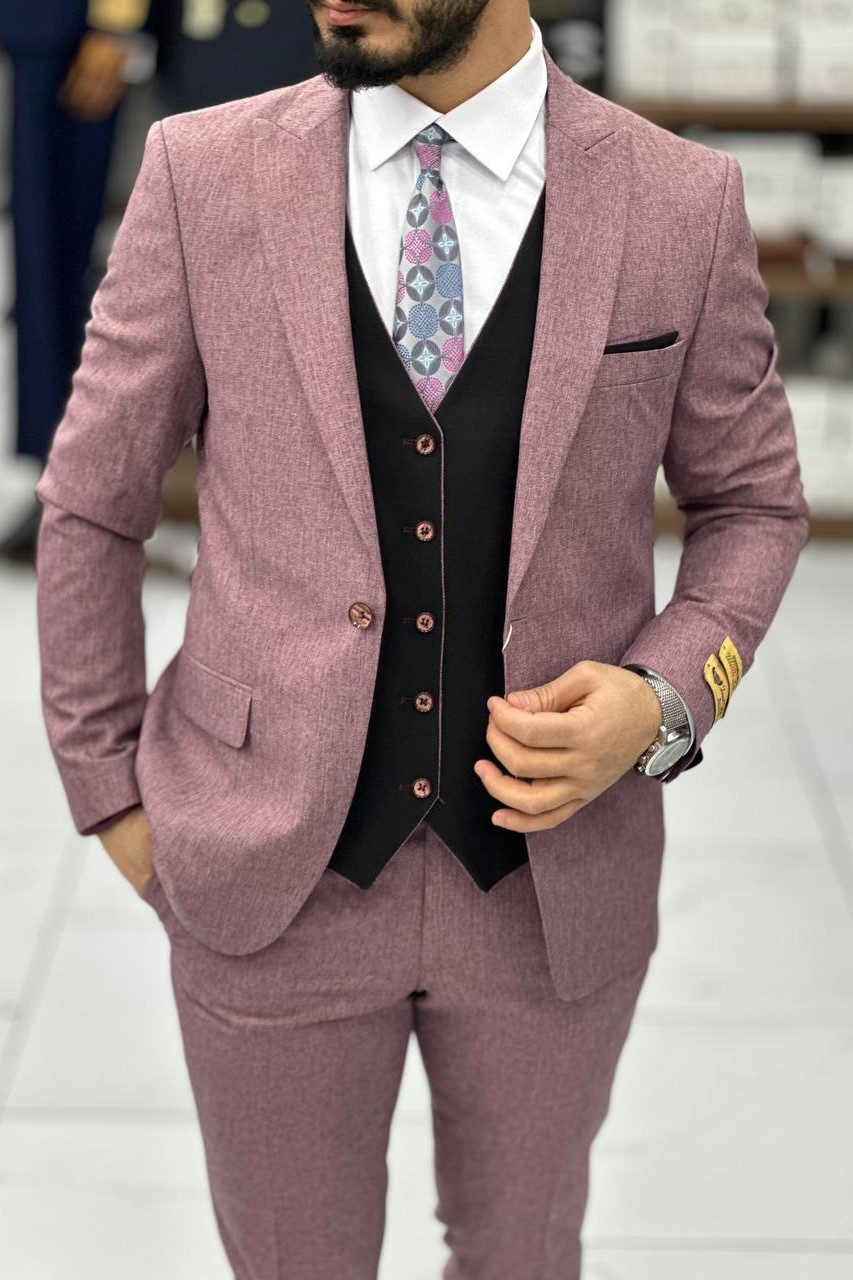 Wholesale Men's Blush Plus Size Three-Piece Suit 1744W26-018