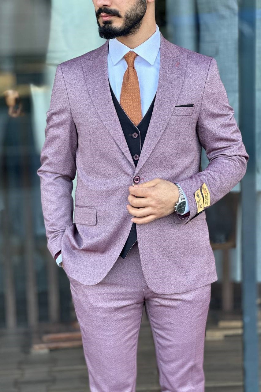 Wholesale Men's Blush Plus Size Three-Piece Suit 1744W26-041