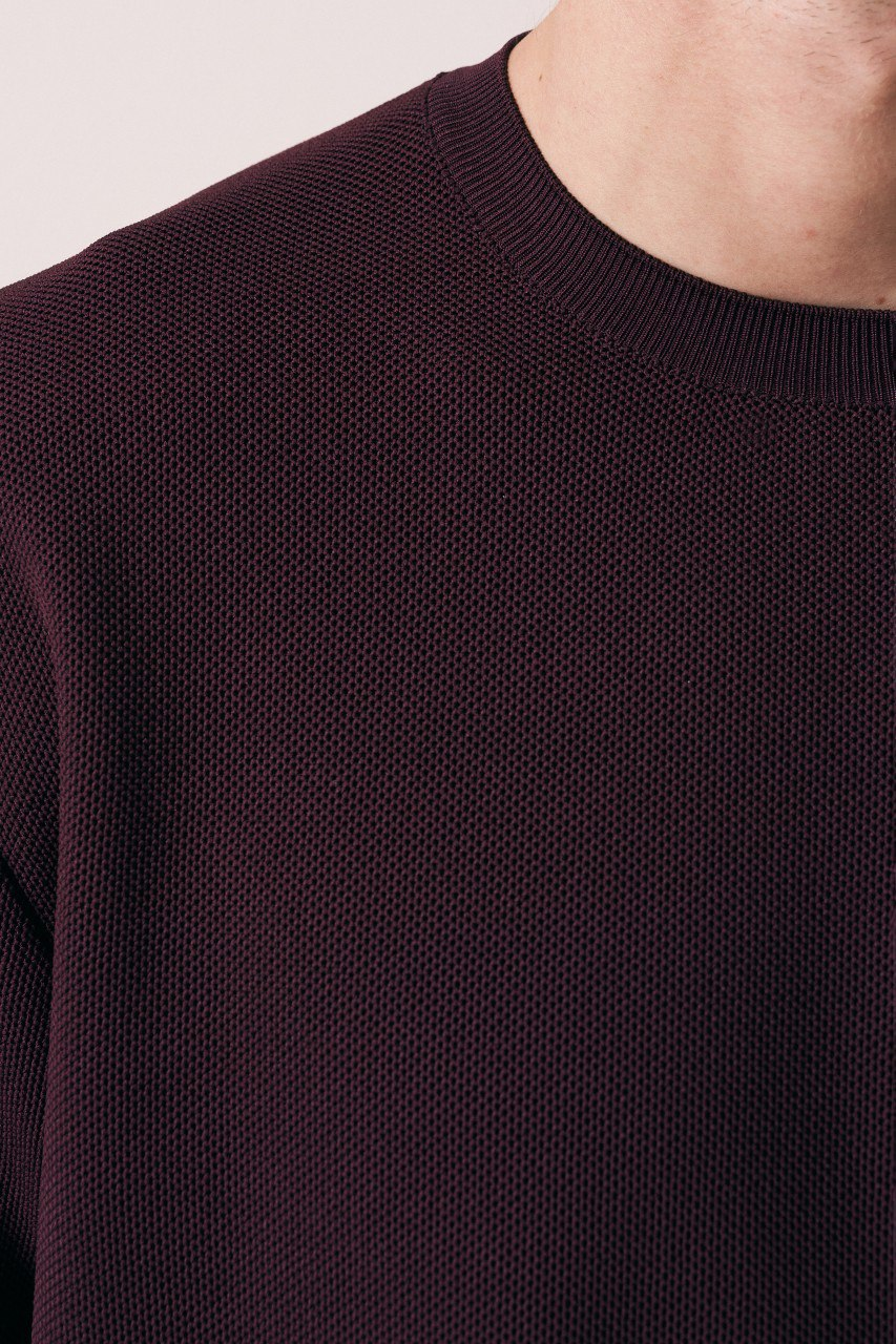 Wholesale Mens Bordeaux Knit Crew-Neck T-Shirt