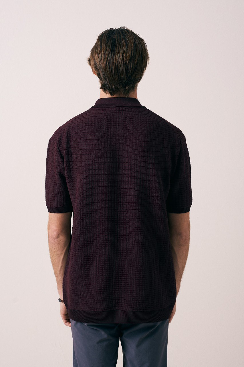 Wholesale Mens Bordeaux Knit Polo Shirt