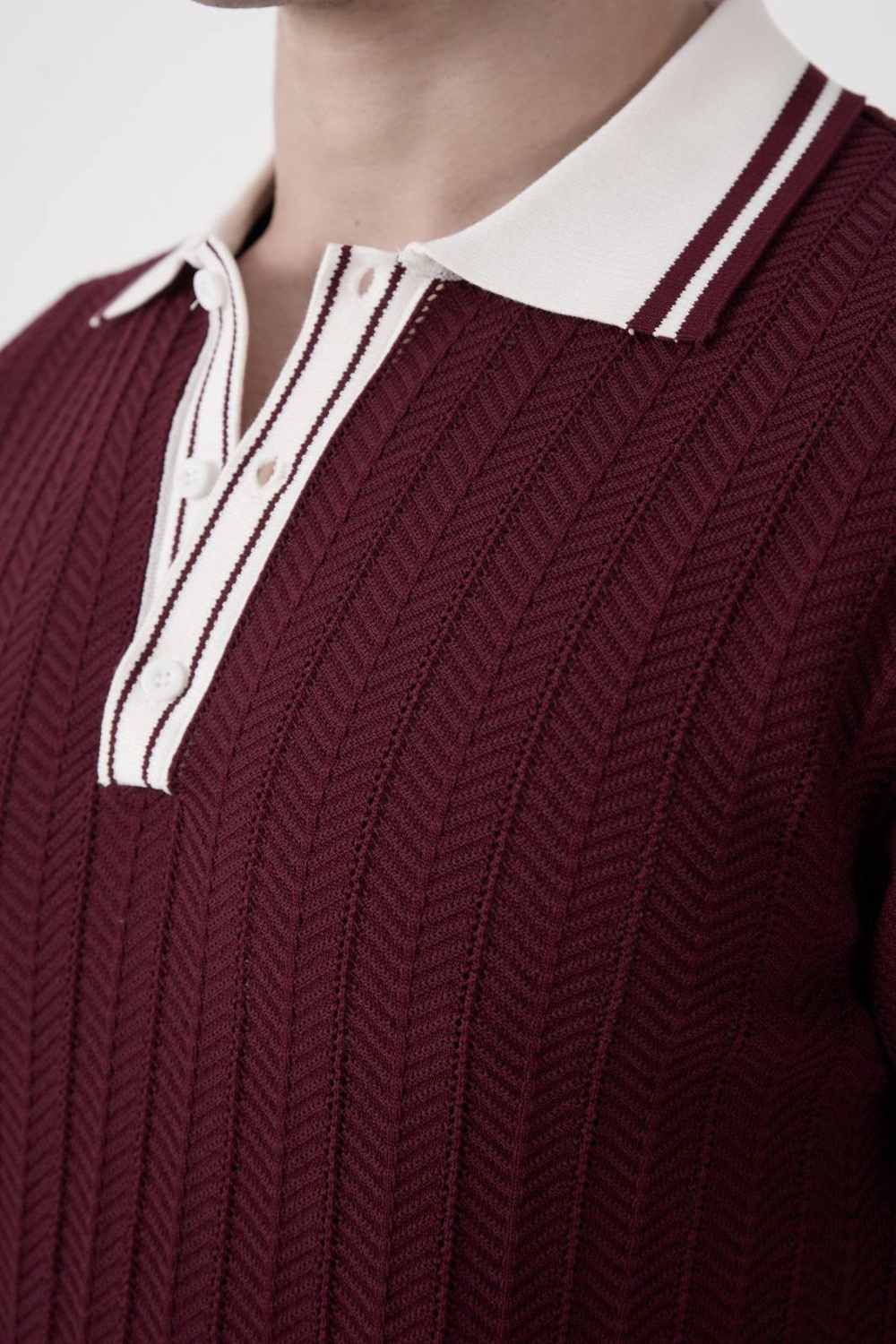 Wholesale Mens Bordeaux Knit Polo T-Shirt