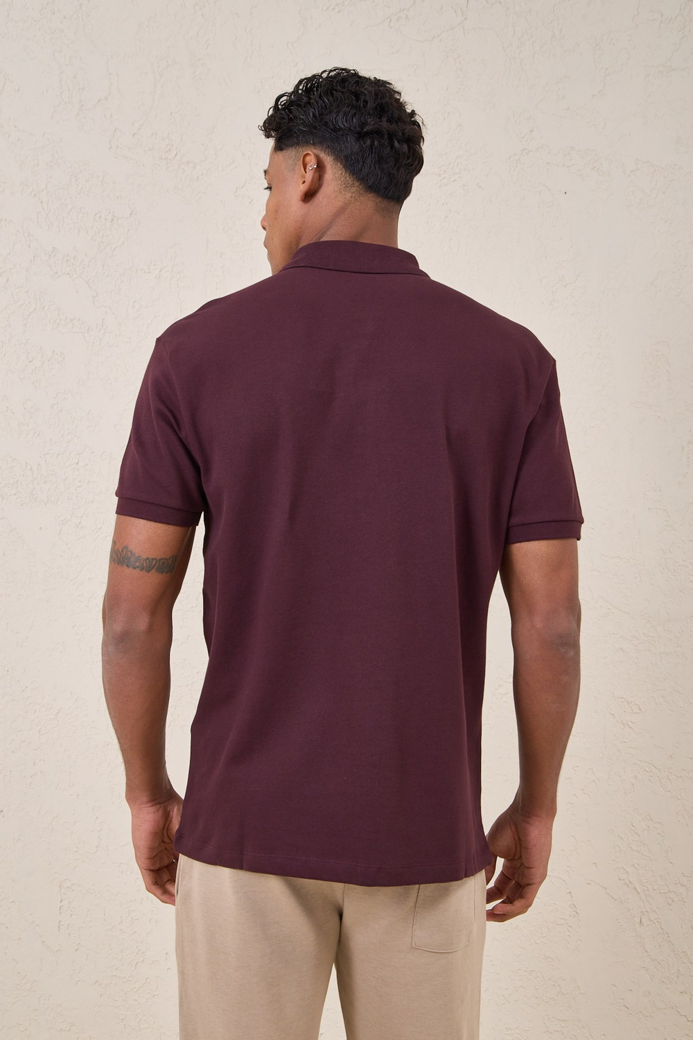 Wholesale Mens Bordeaux Pique Fabric Polo Shirt