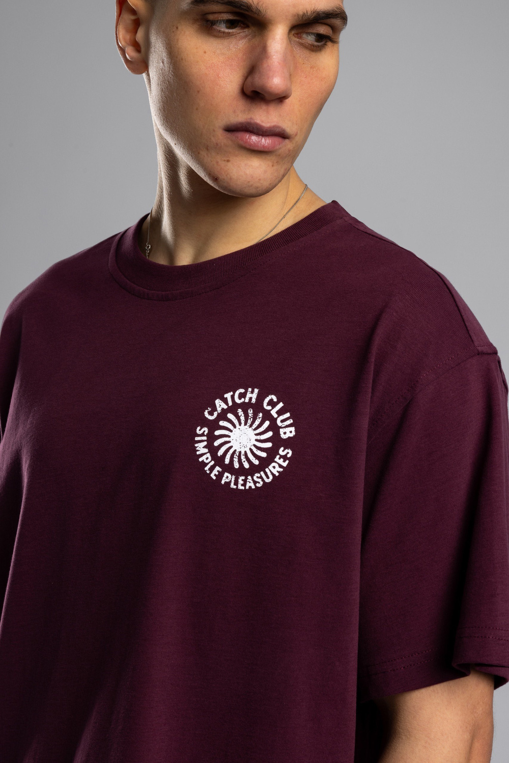 Wholesale Mens Bordeaux Printed T-shirt