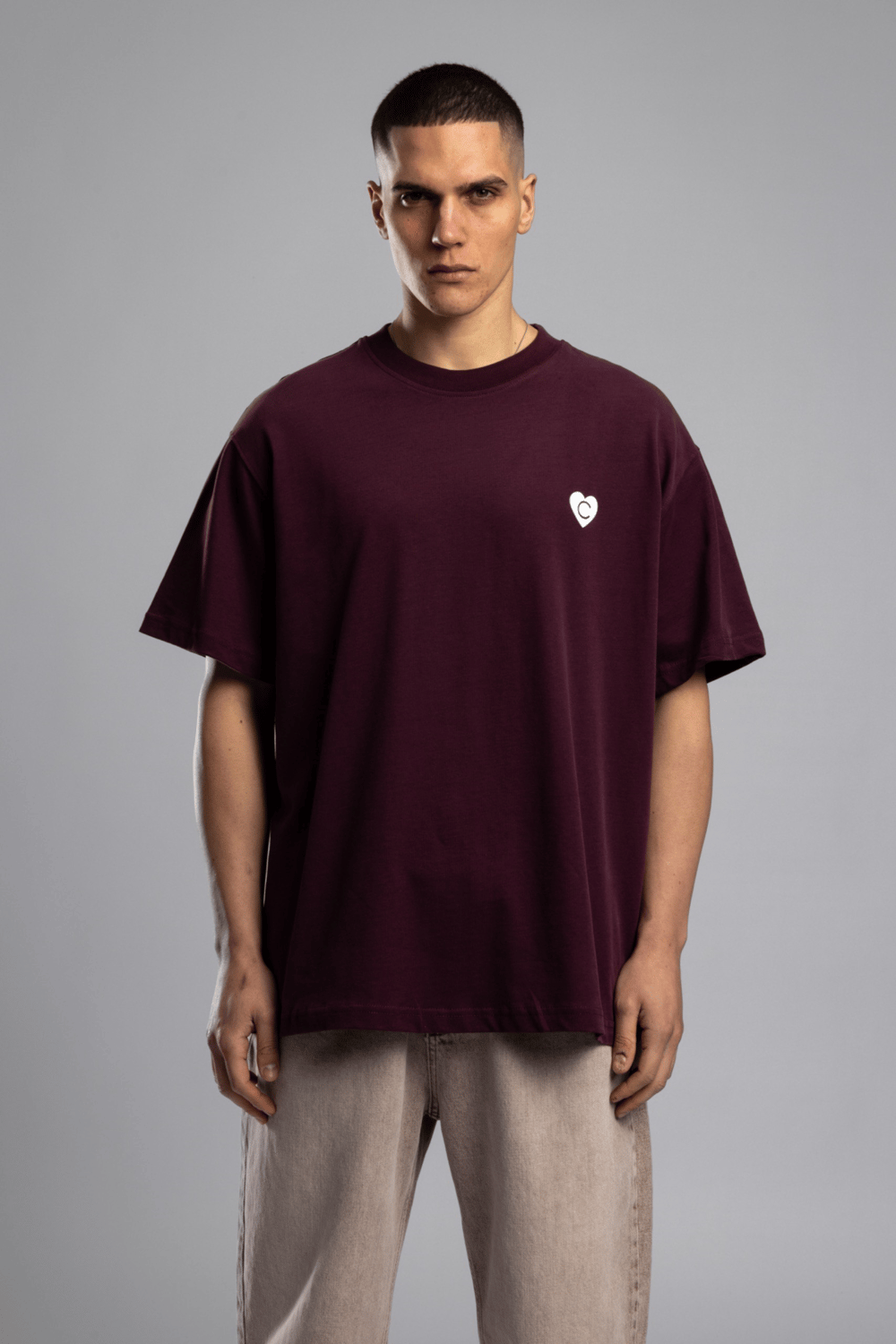 Wholesale Mens Bordeaux Printed T-Shirt