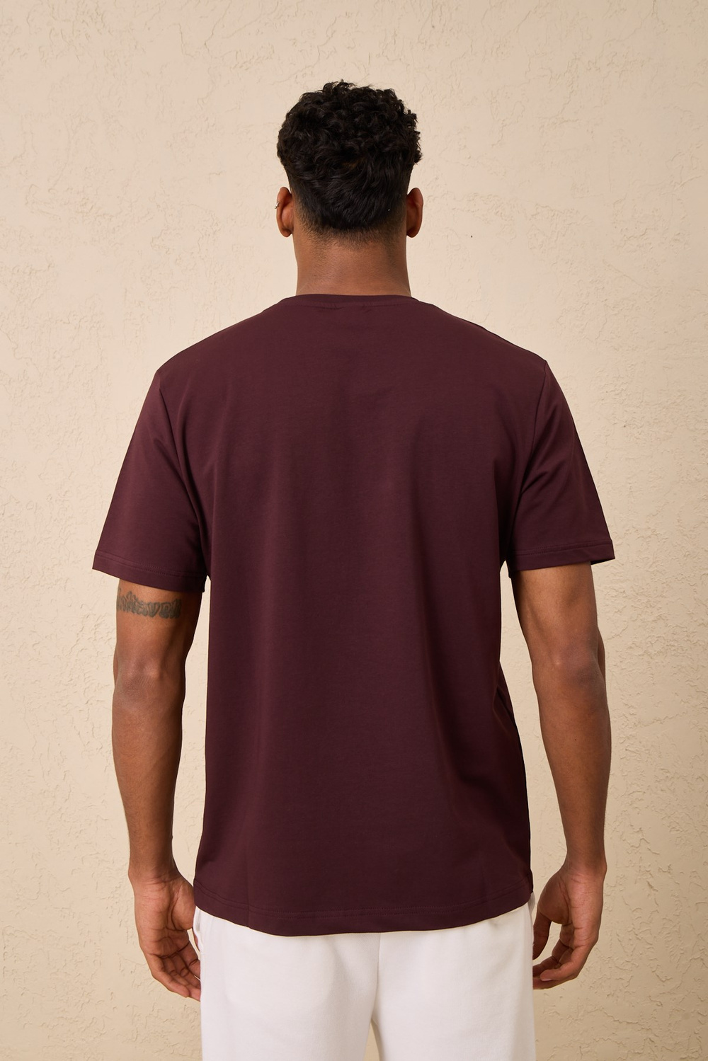 Wholesale Mens Bordeaux Regular Fit Printed French Terry T-Shirt