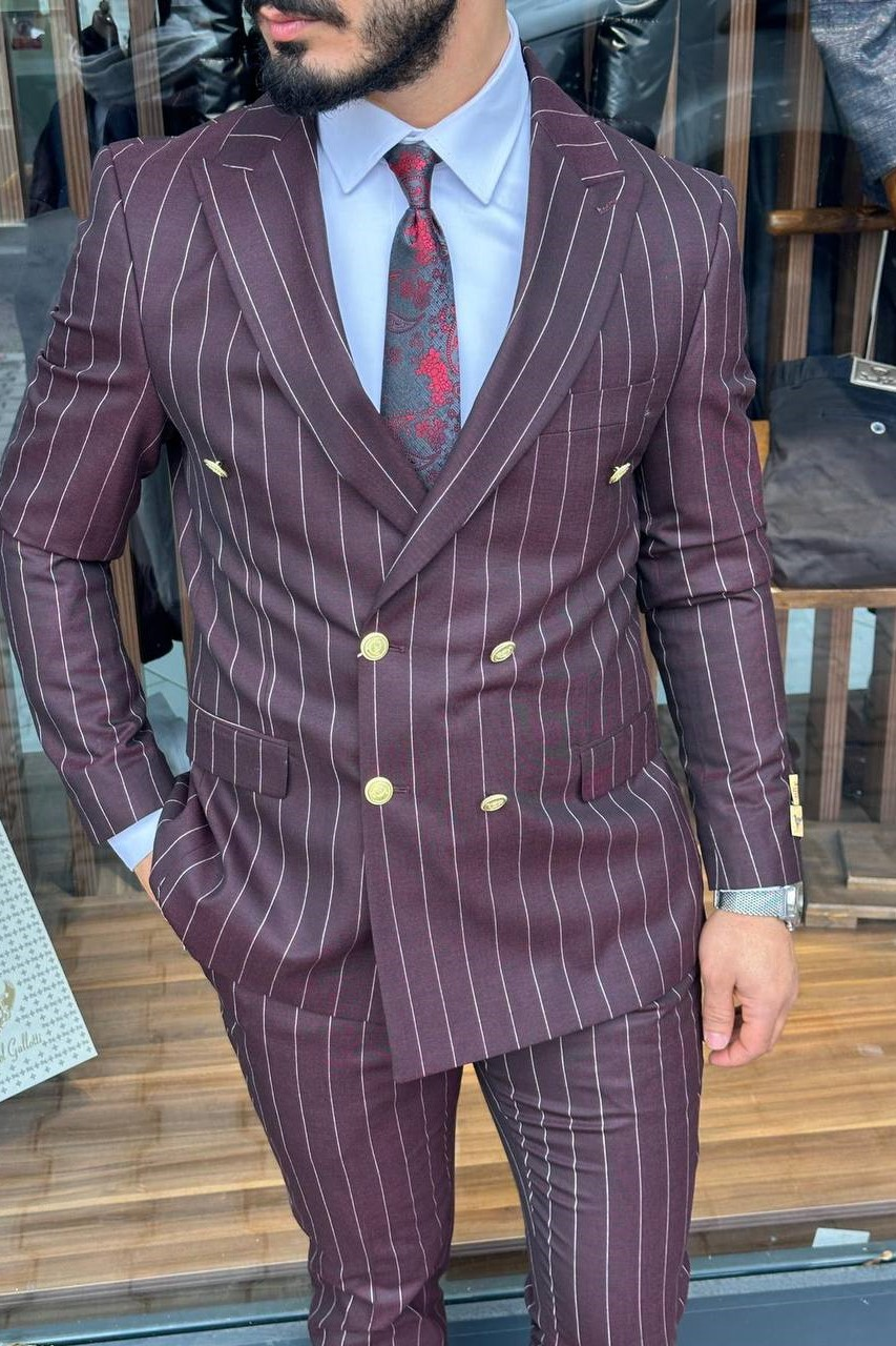 Wholesale Men's Bordeaux Two-Piece Suit 1744W26-017