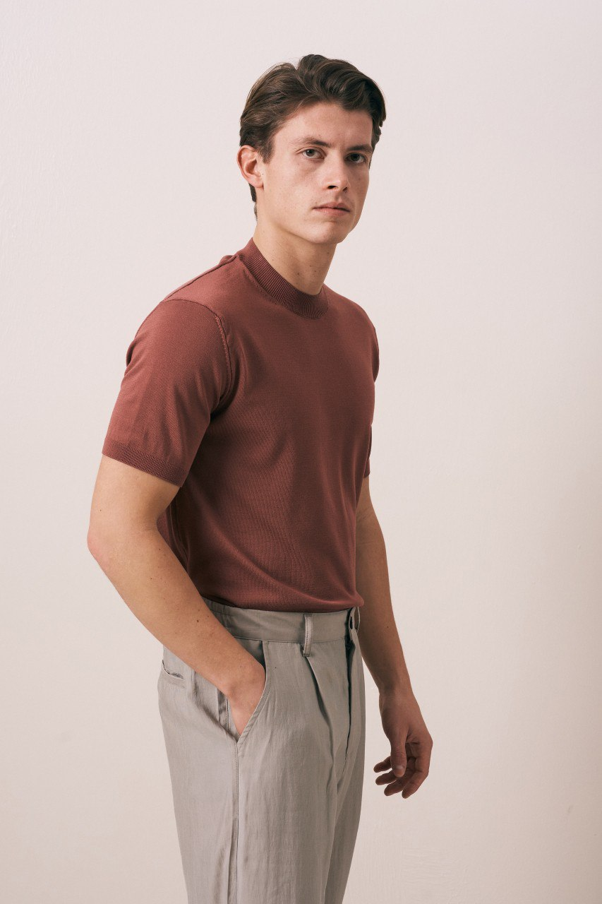 Wholesale Mens Brick Knit Crew-Neck T-Shirt