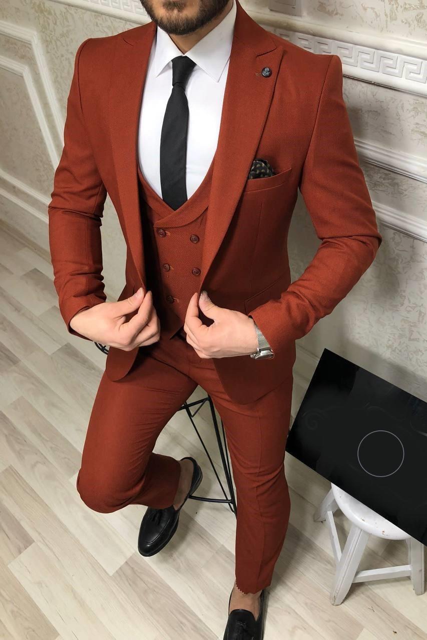 Wholesale Men's Brick Three-Piece Suit 1701W26-065