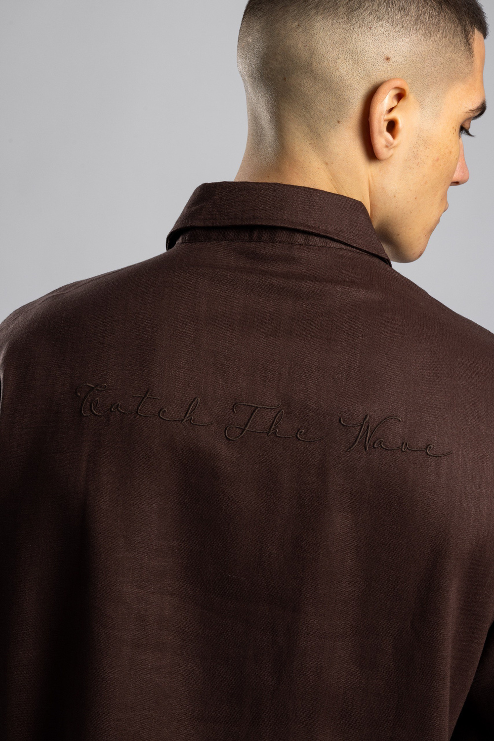 Wholesale Mens Brown Embroidered Shirt