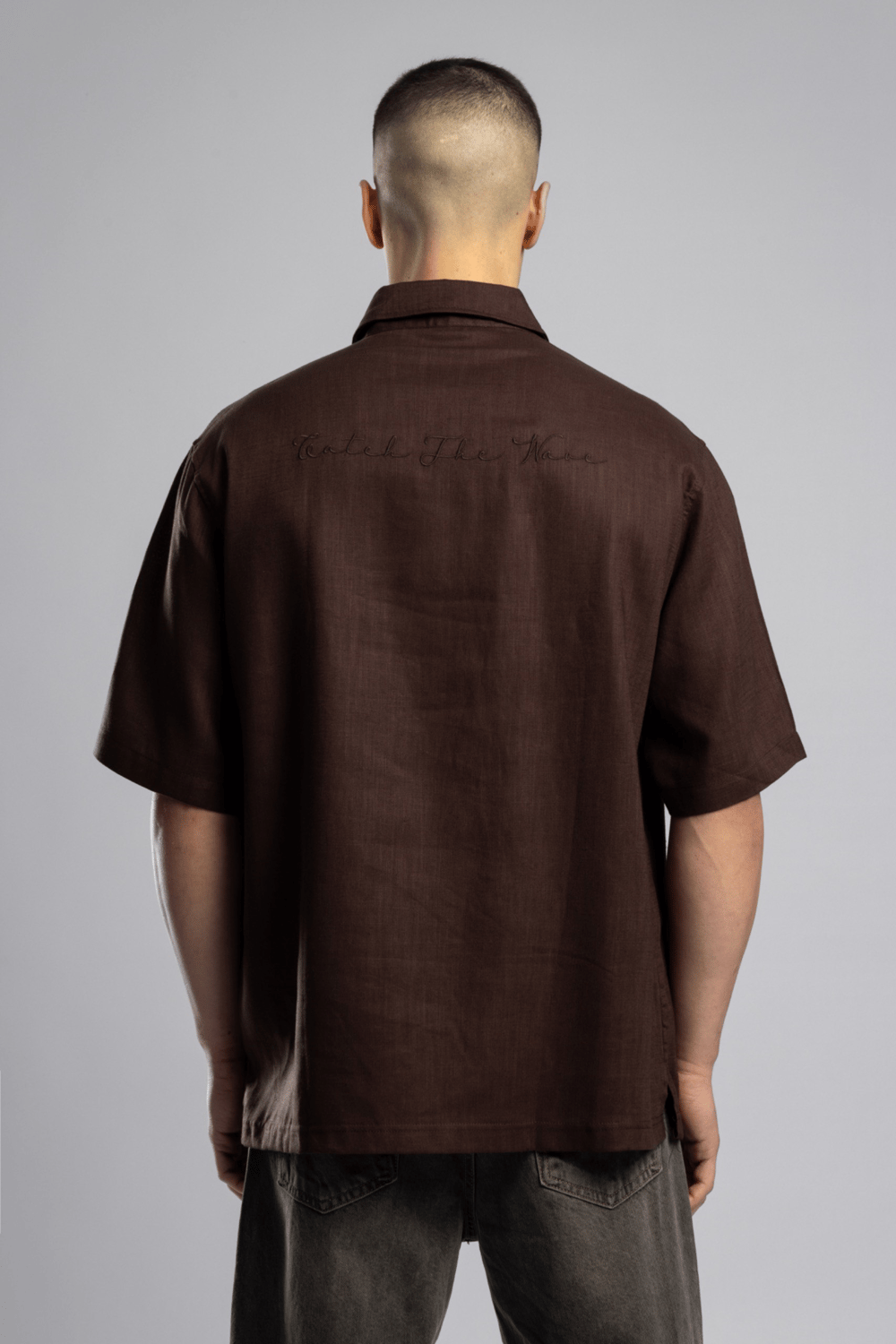 Wholesale Mens Brown Embroidered Shirt