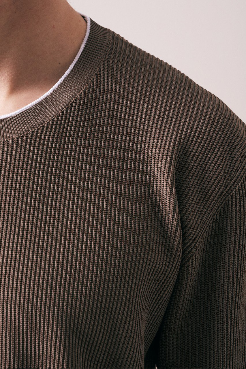 Wholesale Mens Brown Knit Crew-Neck T-Shirt