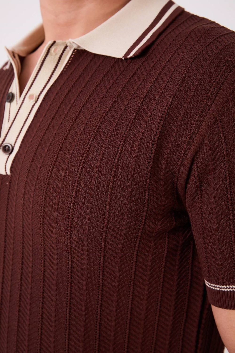 Wholesale Mens Brown Knit Polo T-Shirt