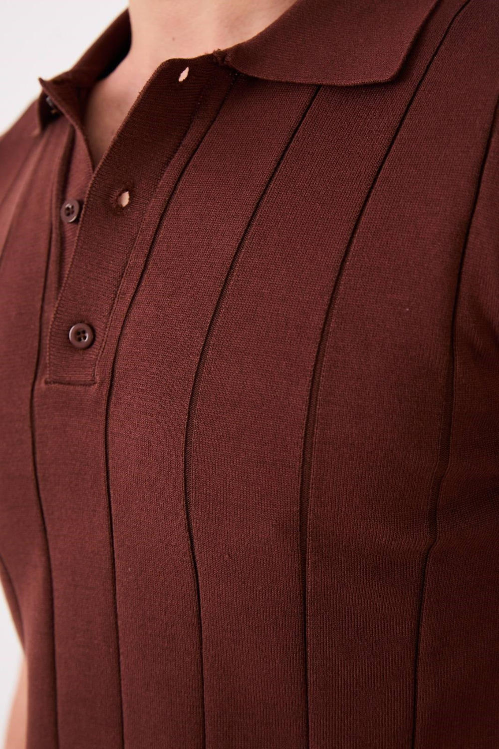 Wholesale Mens Brown Knit Polo T-Shirt