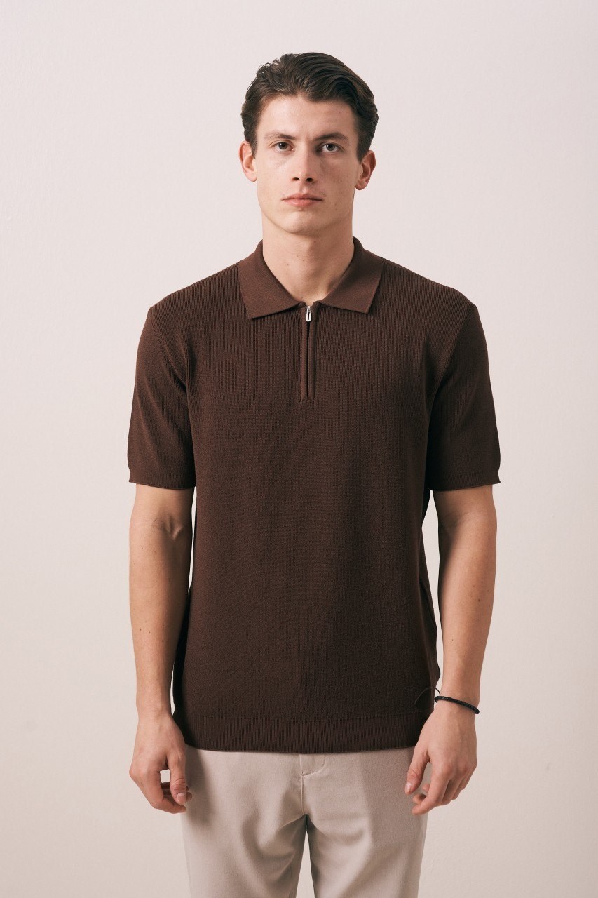 Wholesale Mens Brown Knit T-Shirt